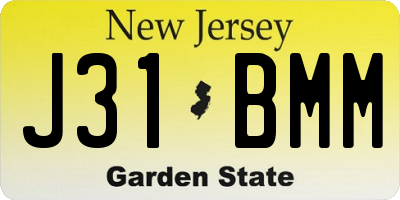 NJ license plate J31BMM