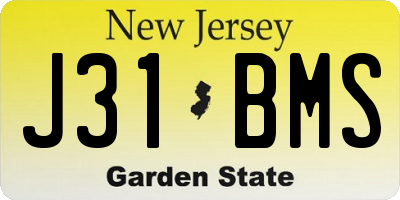 NJ license plate J31BMS