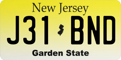 NJ license plate J31BND