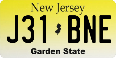 NJ license plate J31BNE