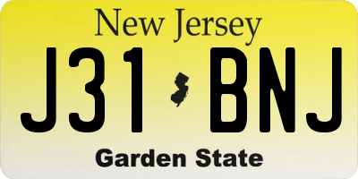 NJ license plate J31BNJ