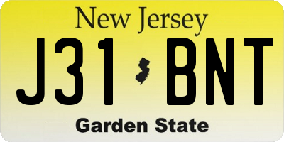 NJ license plate J31BNT