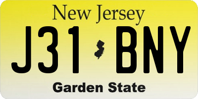 NJ license plate J31BNY