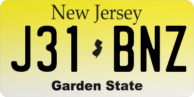 NJ license plate J31BNZ