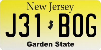 NJ license plate J31BOG
