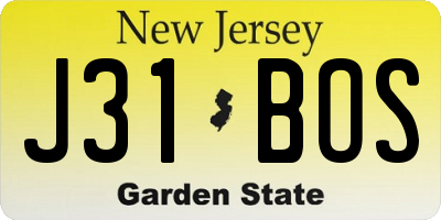 NJ license plate J31BOS