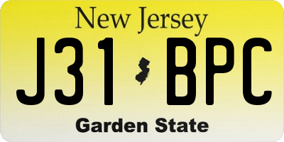 NJ license plate J31BPC