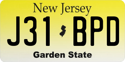 NJ license plate J31BPD