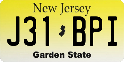 NJ license plate J31BPI