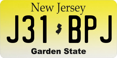 NJ license plate J31BPJ