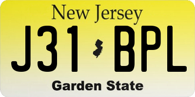 NJ license plate J31BPL