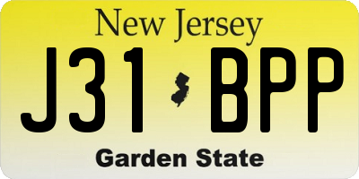 NJ license plate J31BPP