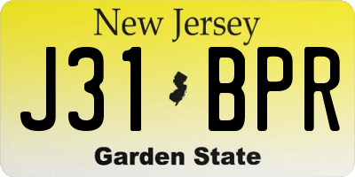 NJ license plate J31BPR