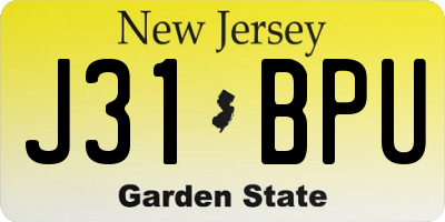 NJ license plate J31BPU