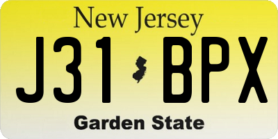 NJ license plate J31BPX
