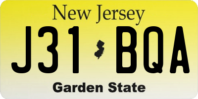 NJ license plate J31BQA