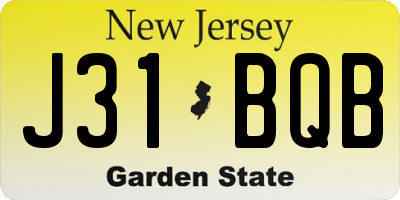 NJ license plate J31BQB