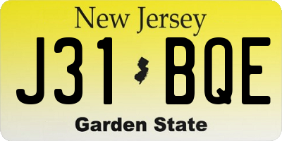 NJ license plate J31BQE