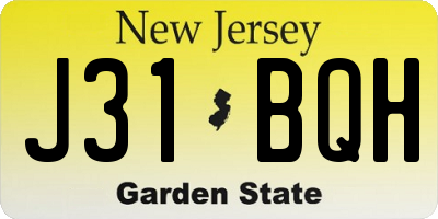 NJ license plate J31BQH