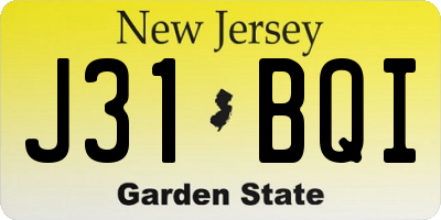 NJ license plate J31BQI