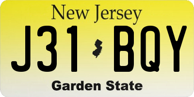 NJ license plate J31BQY