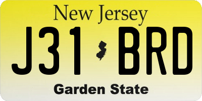 NJ license plate J31BRD