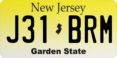 NJ license plate J31BRM