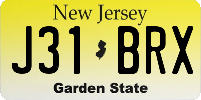 NJ license plate J31BRX
