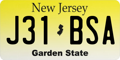 NJ license plate J31BSA