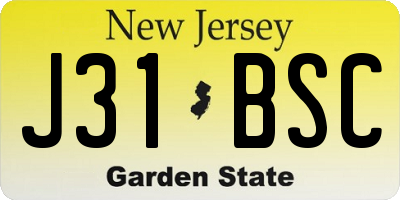 NJ license plate J31BSC