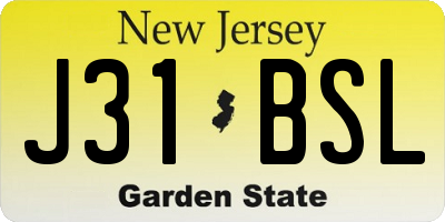 NJ license plate J31BSL