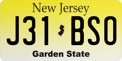 NJ license plate J31BSO