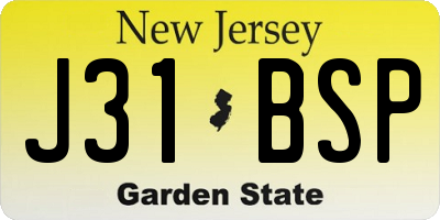 NJ license plate J31BSP