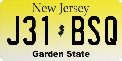 NJ license plate J31BSQ