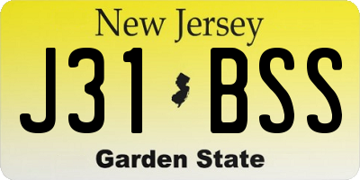 NJ license plate J31BSS