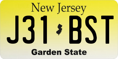 NJ license plate J31BST