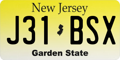 NJ license plate J31BSX