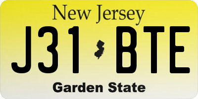 NJ license plate J31BTE