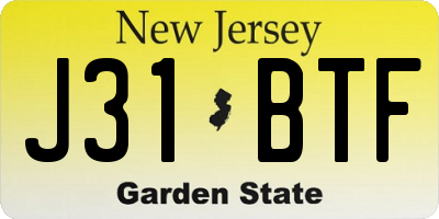 NJ license plate J31BTF
