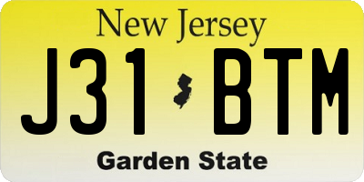 NJ license plate J31BTM