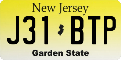 NJ license plate J31BTP