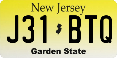 NJ license plate J31BTQ