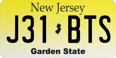 NJ license plate J31BTS