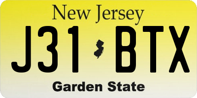 NJ license plate J31BTX