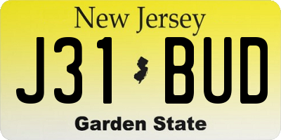 NJ license plate J31BUD