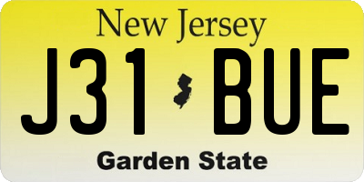 NJ license plate J31BUE