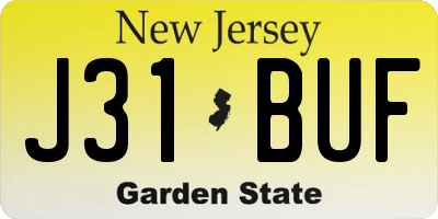 NJ license plate J31BUF