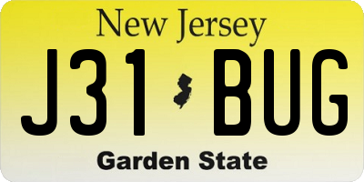 NJ license plate J31BUG