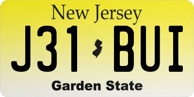 NJ license plate J31BUI