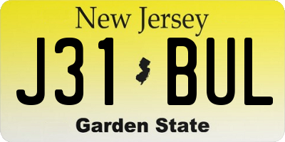 NJ license plate J31BUL